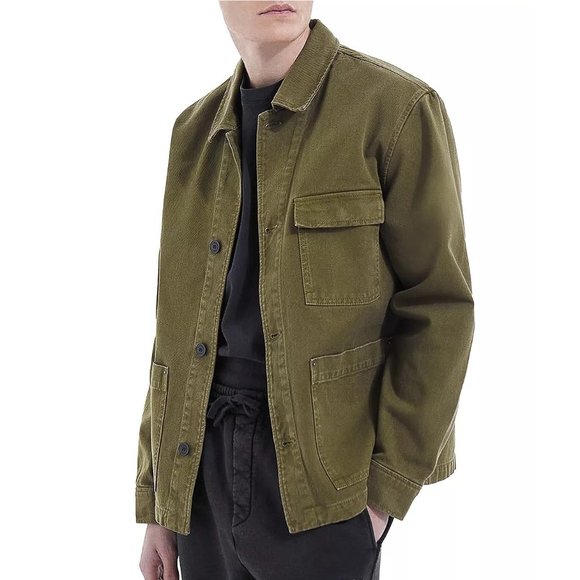 The Kooples Clearance NWT $295 Men's Twill Cotton Worker Jacket 3 Pocket Khaki
